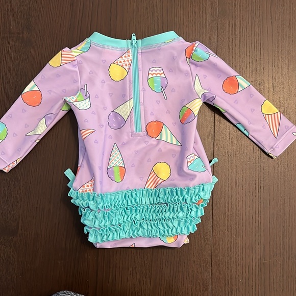 LONG SLEEVE RASH GUARD WITH RUFFLE BOTTOM | SNOW CONES - Picture 2 of 3